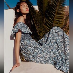 Zara PRINTED OFF THE SHOULDER DRESS